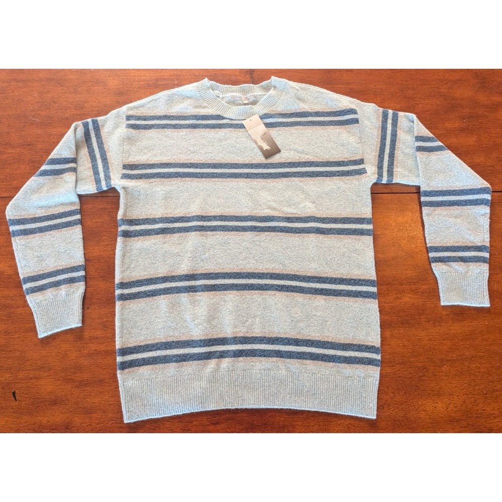 HEART N CRUSH Womens Grey  Blue & Pink Stripe Long Sleeve Pullover Sweater M New